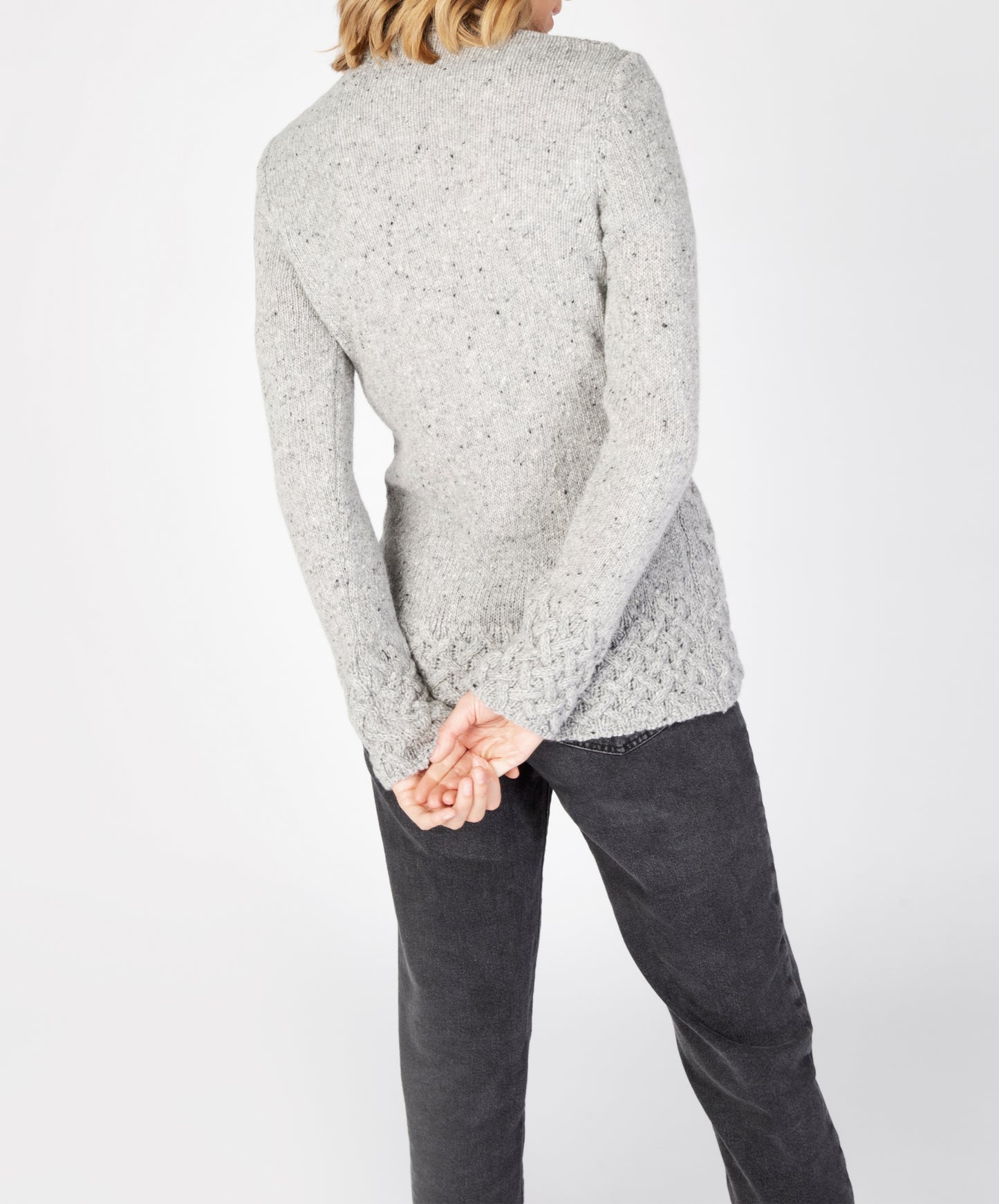 IrelandsEye Knitwear Horseshoe Cable Cardigan Light Grey
