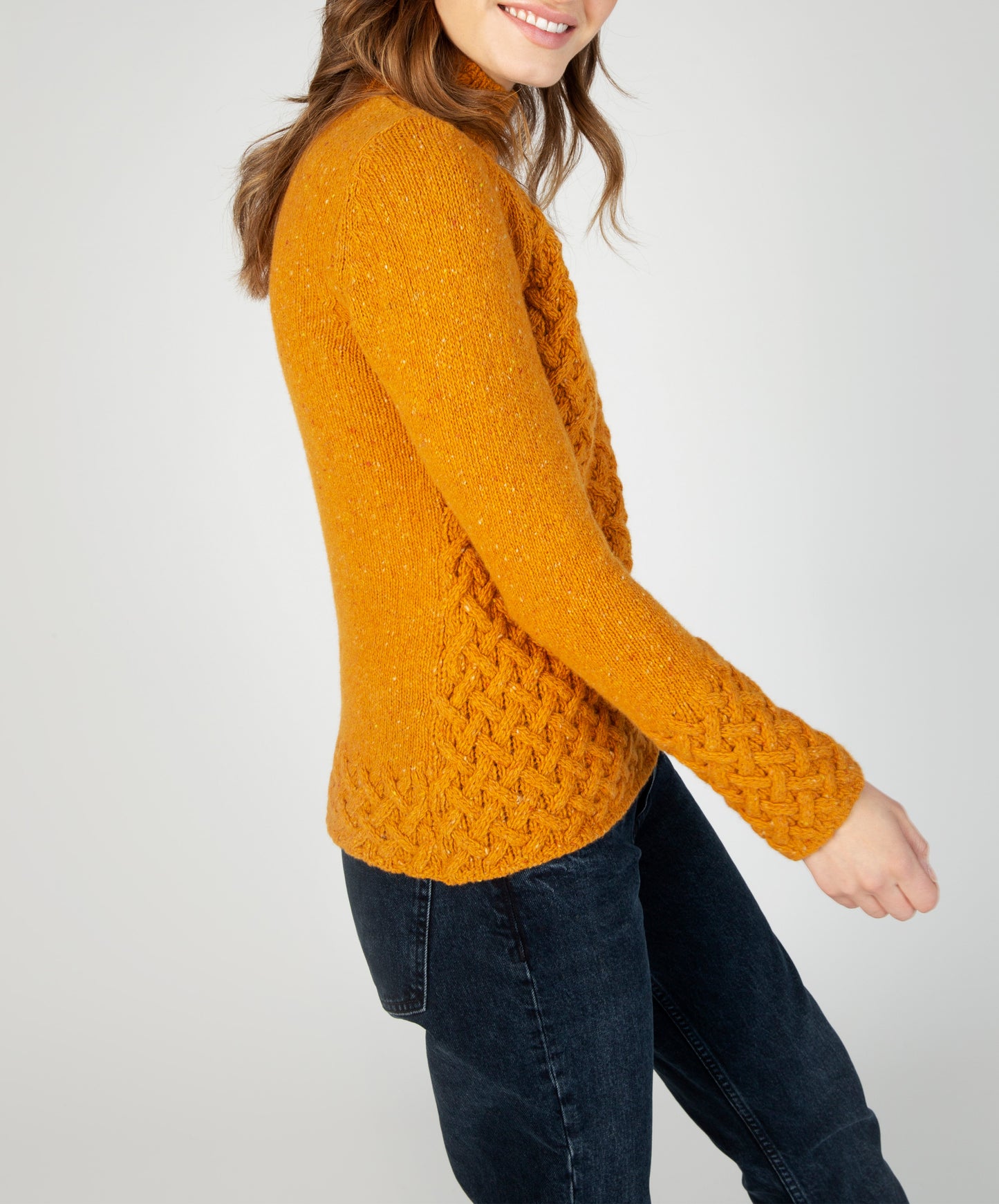 IrelandsEye Knitwear Trellis Sweater Mustard