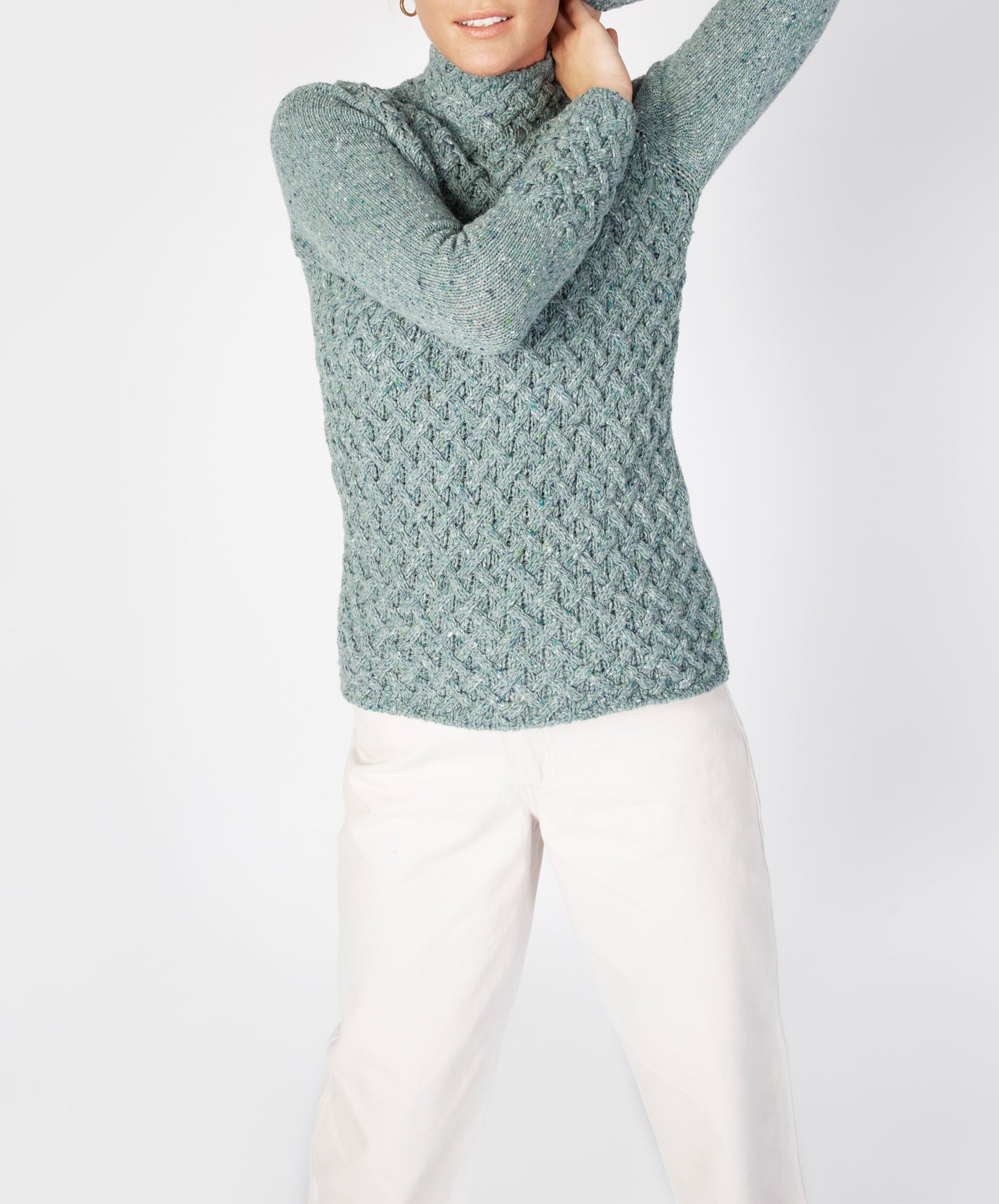 IrelandsEye Knitwear Trellis Sweater Ocean Mist