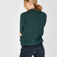 IrelandsEye Knitwear Blasket Honeycomb Stitch Womens Aran Sweater Evergreen
