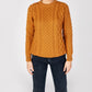 IrelandsEye Knitwear Blasket Honeycomb Stitch Womens Aran Sweater Golden Ochre