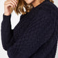 IrelandsEye Knitwear Blasket Honeycomb Stitch Womens Aran Sweater Navy