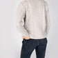 IrelandsEye Knitwear Blasket Honeycomb Stitch Womens Aran Sweater Silver Marl
