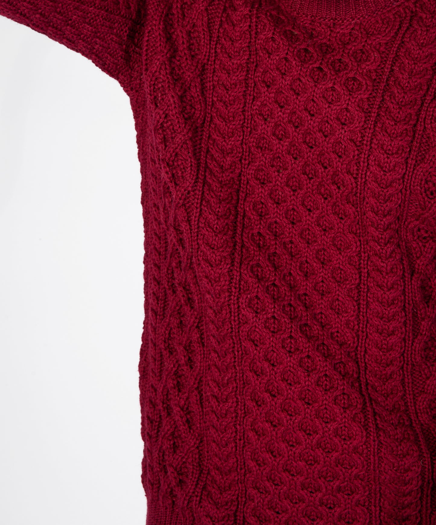 Blasket Honeycomb Stitch Mens Aran Sweater Claret