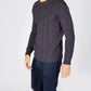 IrelandsEye Knitwear Blasket Honeycomb Stitch Mens Aran Sweater Navy Marl
