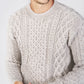 IrelandsEye Knitwear Blasket Honeycomb Stitch Mens Aran Sweater Silver Marl
