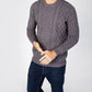 IrelandsEye Knitwear Blasket Honeycomb Stitch Mens Aran Sweater Steel Marl