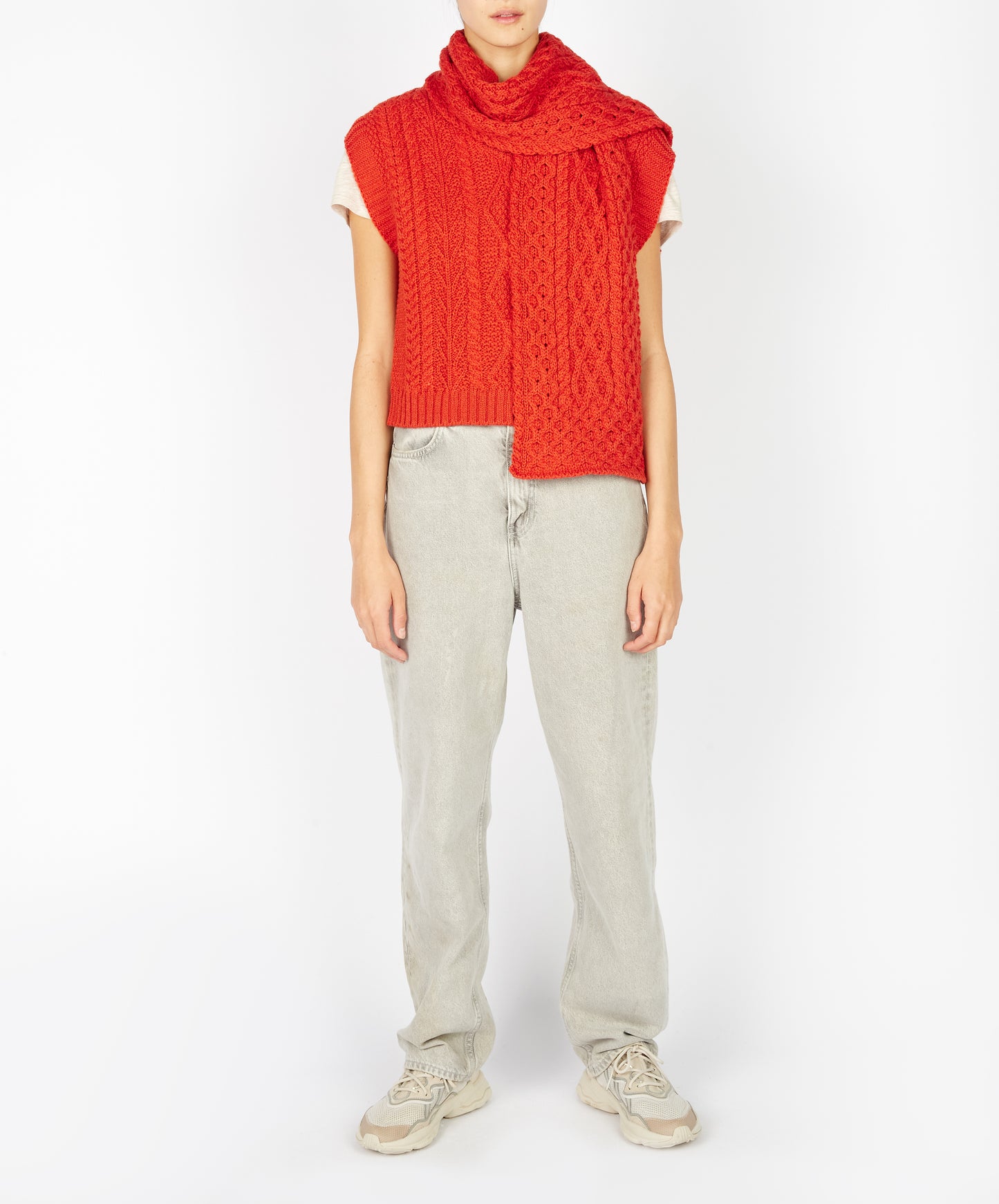 IrelandsEye Knitwear Merino Aran Scarf Orange Marl