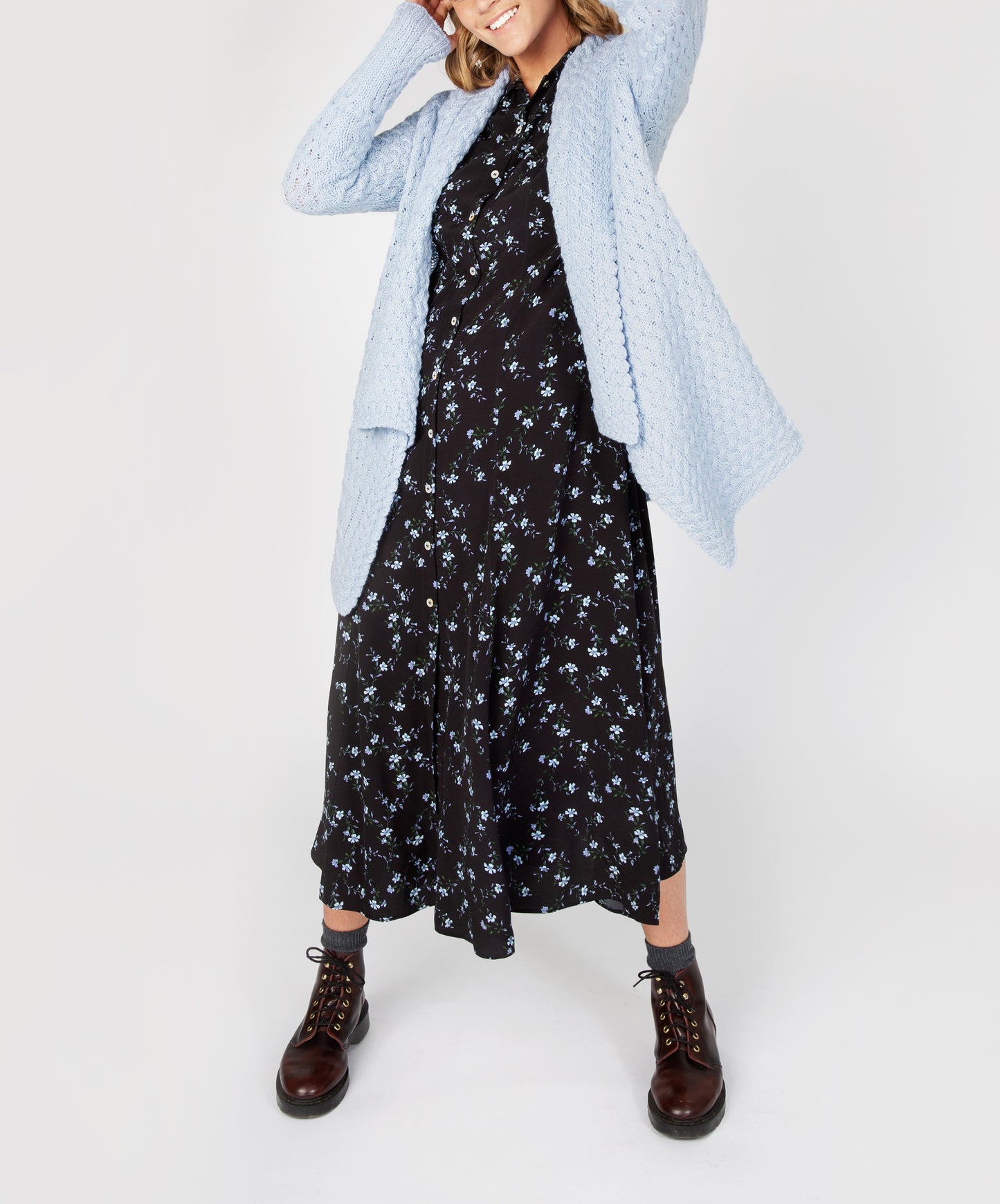 IrelandsEye Knitwear Glenross Waterfall Cardigan Ice Blue