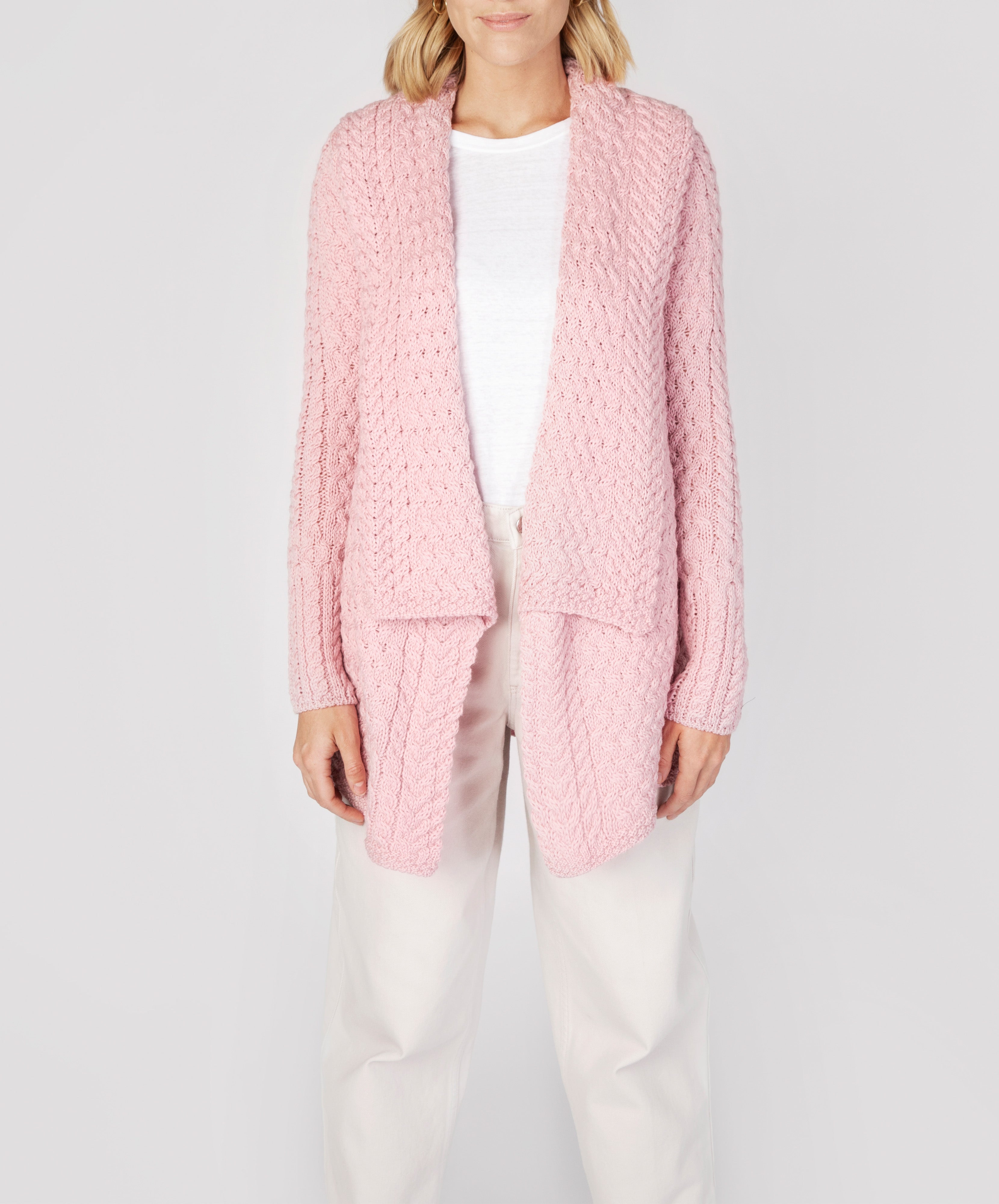 Womens Glenross Waterfall Knit Cardigan in Pale Pink IrelandsEye