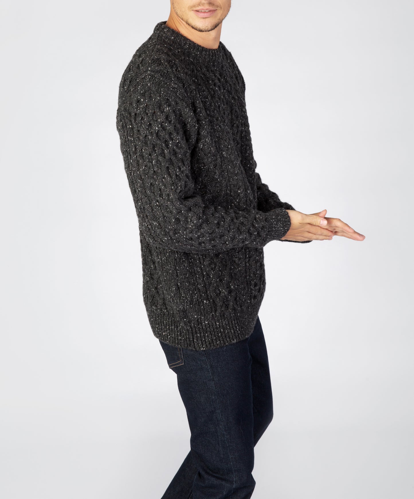 IrelandsEye Knitwear Carraig Luxe Aran Sweater Charcoal