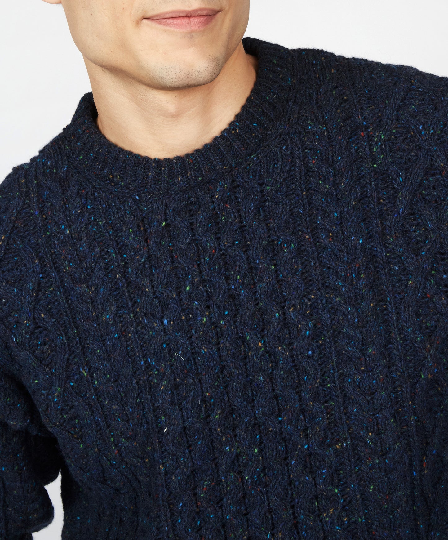 IrelandsEye Knitwear Carraig Luxe Aran Sweater Rich Navy
