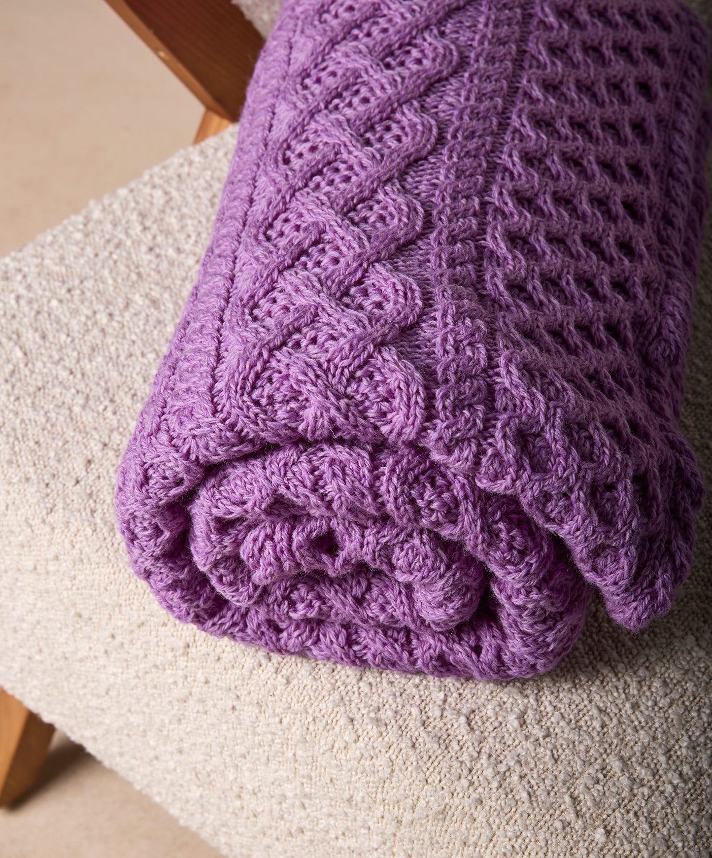 IrelandsEye Knitwear Aran Throw Lilac Marl