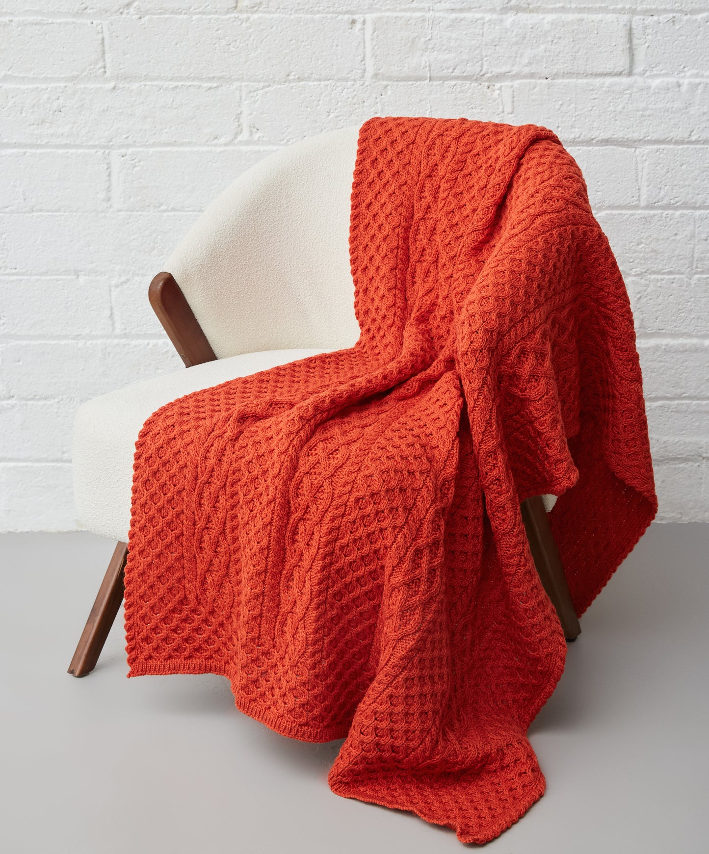 IrelandsEye Knitwear Aran Throw Orange Marl