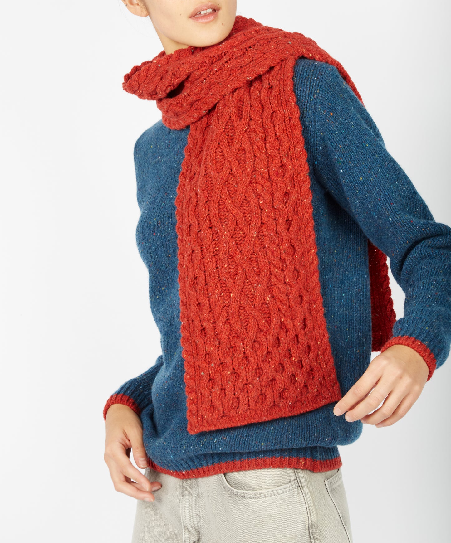 IrelandsEye Knitwear Luxe Aran Scarf Chilli