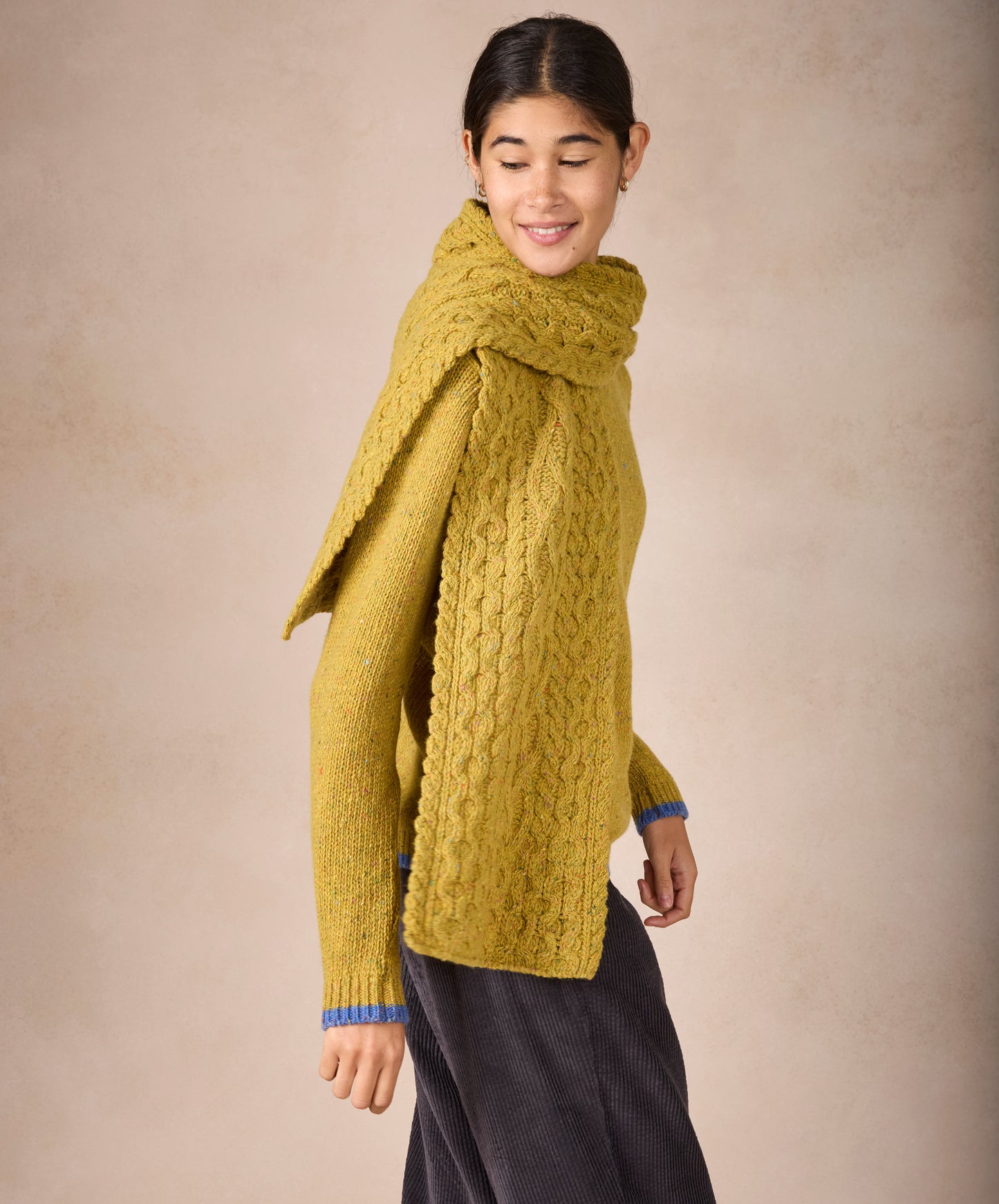 IrelandsEye Knitwear Luxe Aran Scarf Lichen