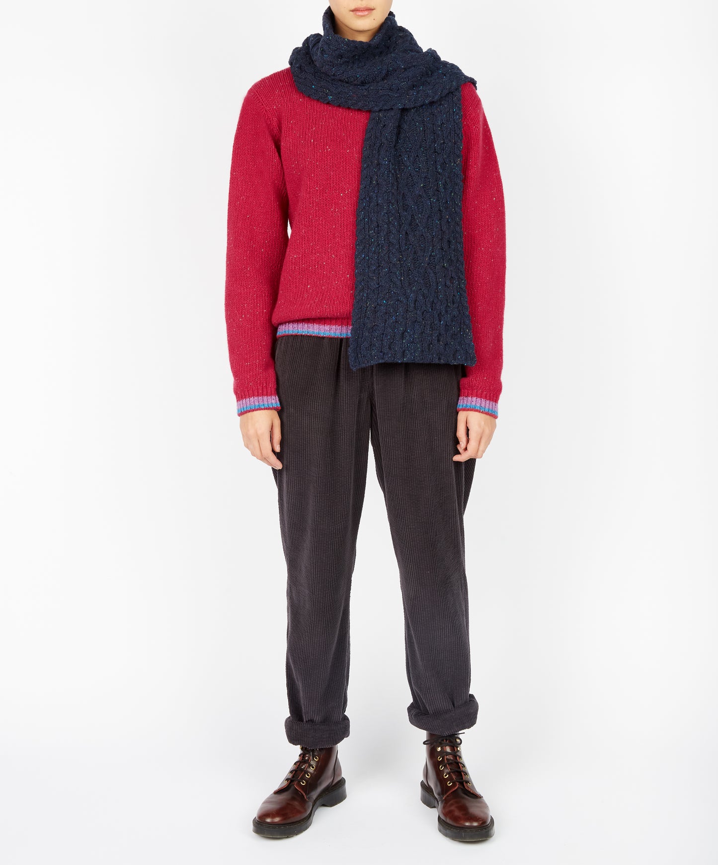 IrelandsEye Knitwear Luxe Aran Scarf Rich Navy