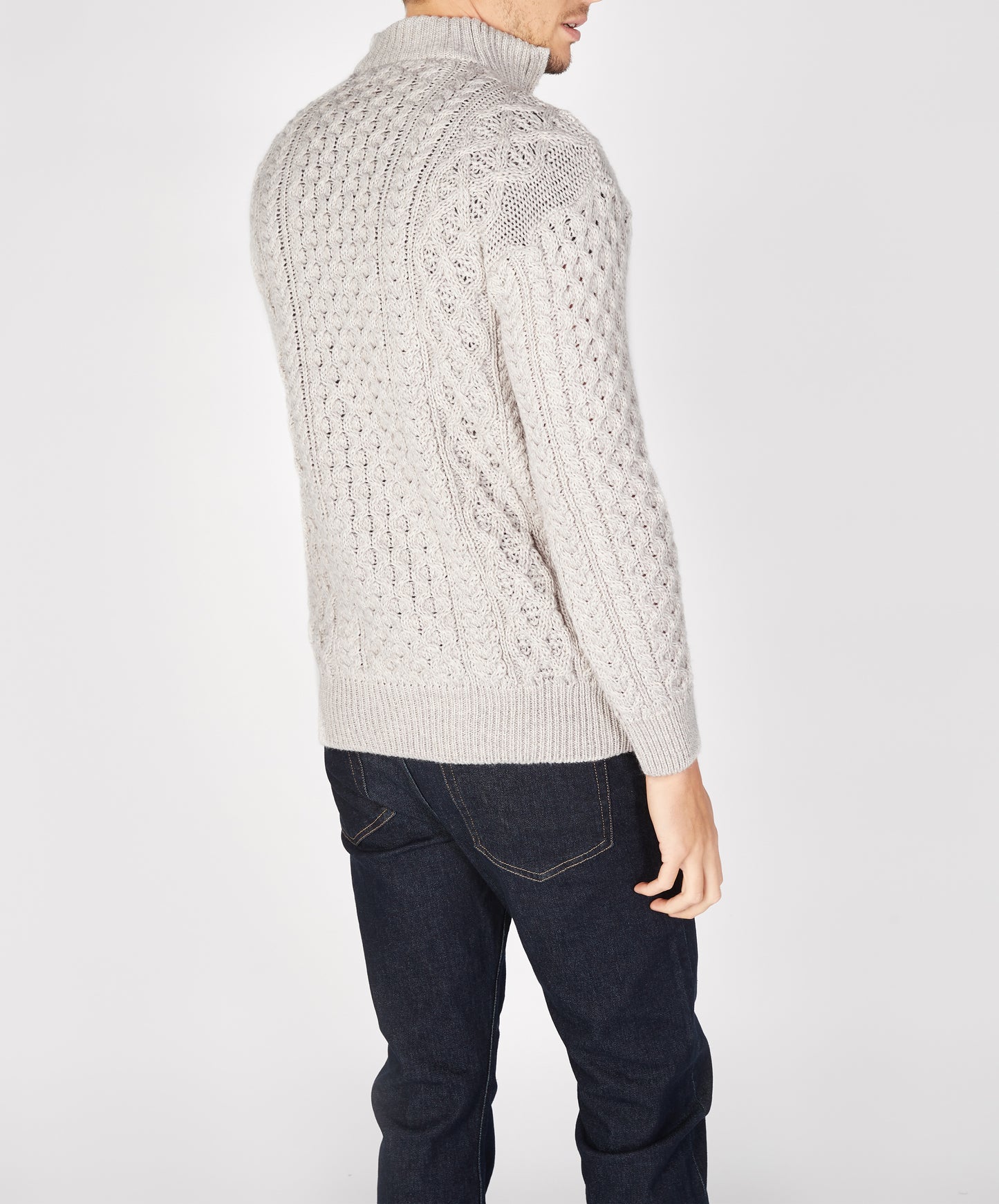 IrelandsEye Knitwear Dromore Aran Troyer Silver Marl