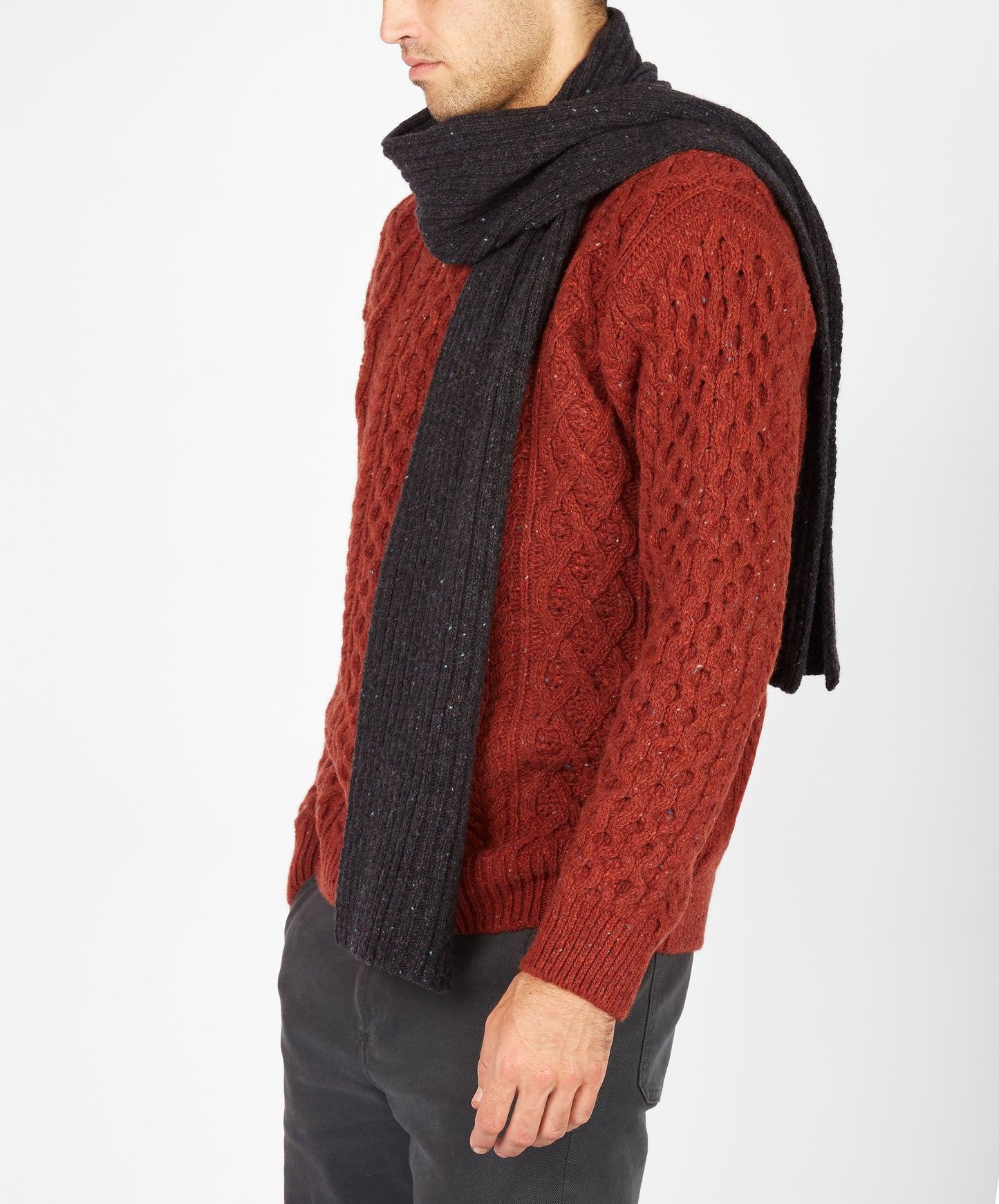 IrelandsEye Knitwear Luxe Ribbed Scarf Night Marl
