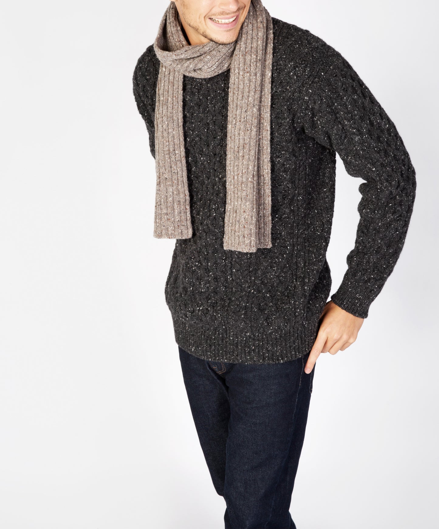 IrelandsEye Knitwear Luxe Ribbed Scarf Rocky Ground