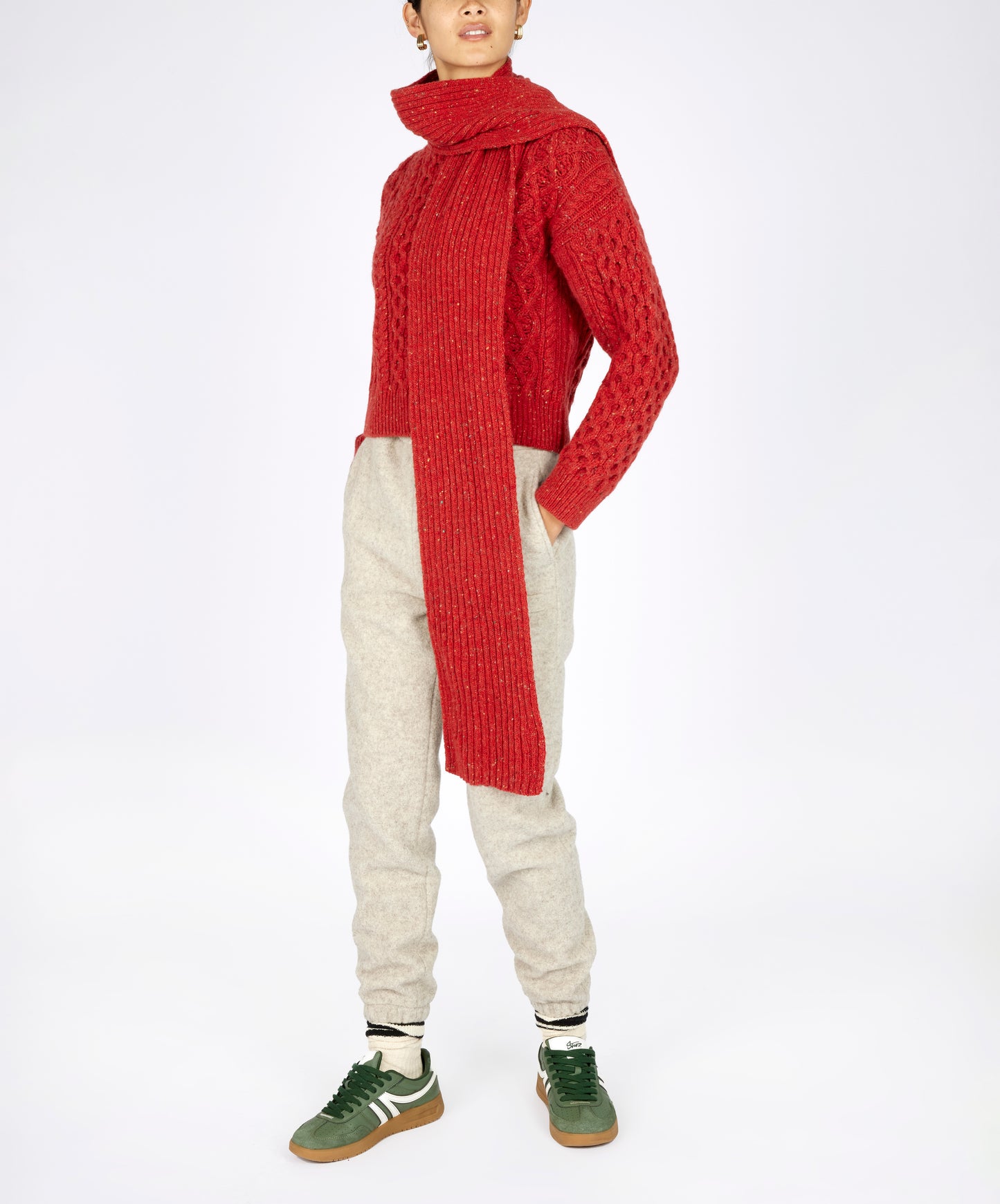 IrelandsEye Knitwear Luxe Ribbed Scarf Chilli