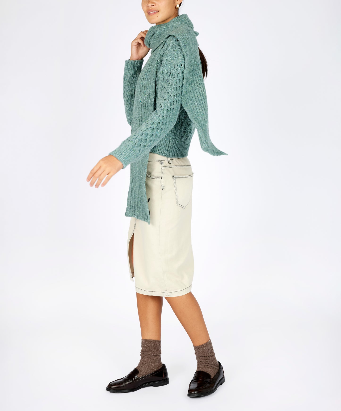 IrelandsEye Knitwear Luxe Ribbed Scarf Ocean Mist