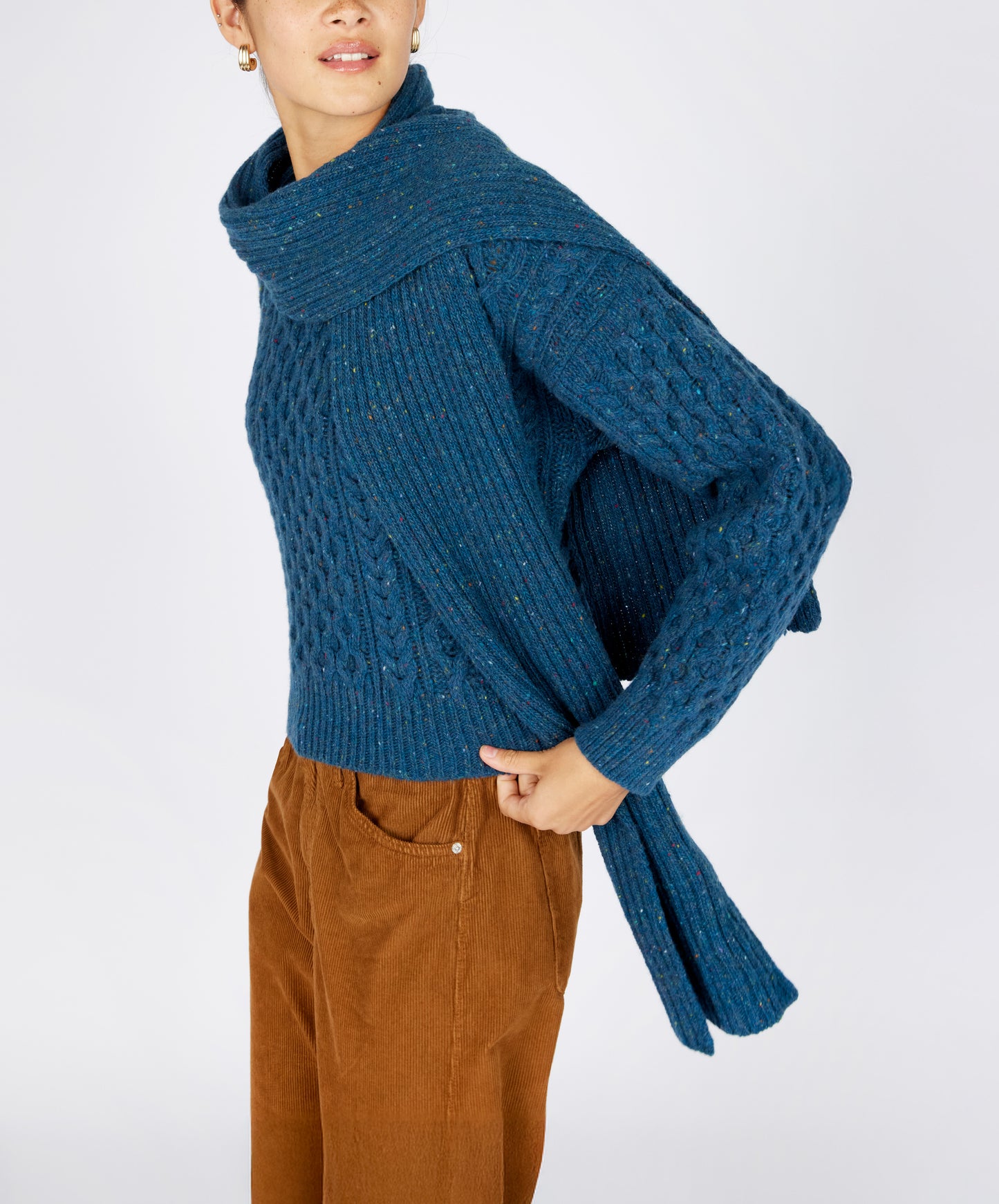 IrelandsEye Knitwear Luxe Ribbed Scarf Ink Marl