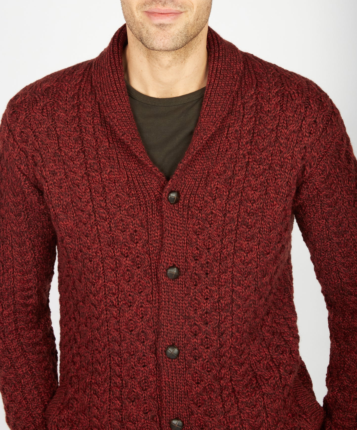 IrelandsEye Knitwear Woodford Aran Cardigan Sable Marl