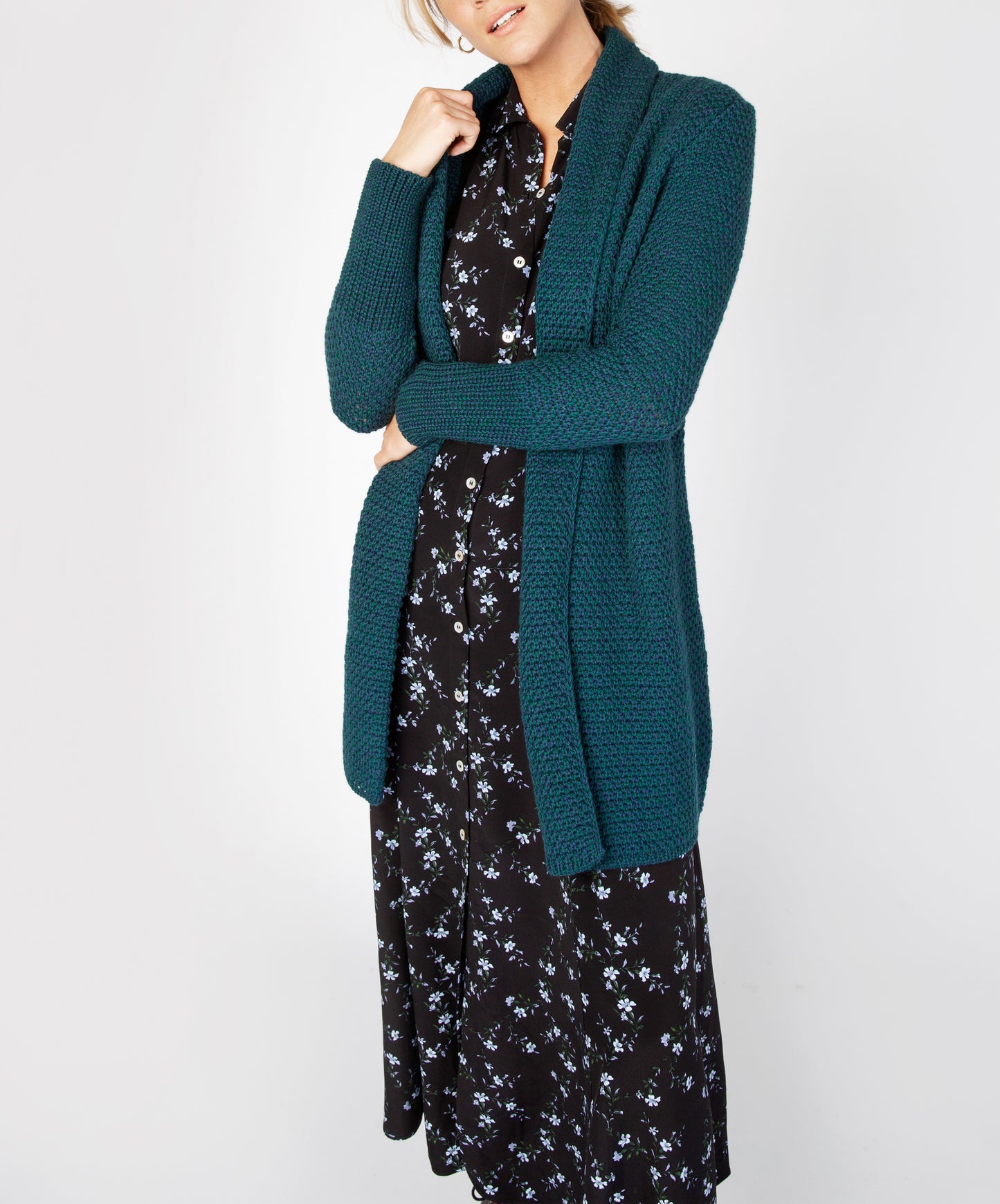 IrelandsEye Knitwear Kilcoole Textured Coatigan Atlantic Blue