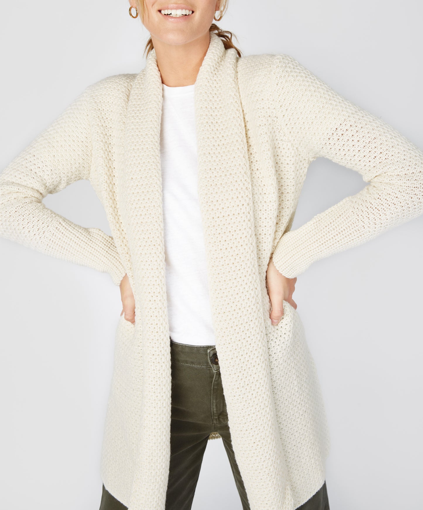IrelandsEye Knitwear Kilcoole Textured Coatigan Natural