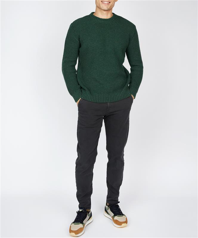 IrelandsEye Knitwear Crosshaven Ribbed Crew Neck Sweater Evergreen