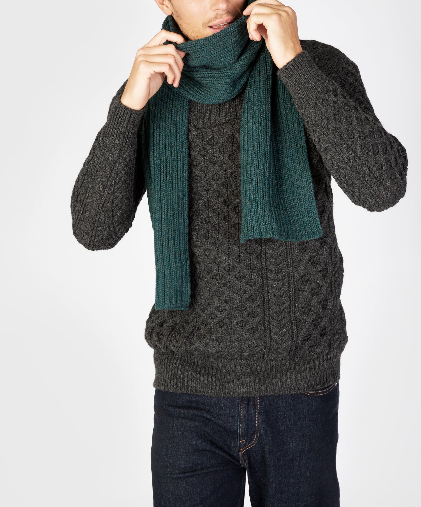IrelandsEye Knitwear Ribbed Merino Scarf Evergreen