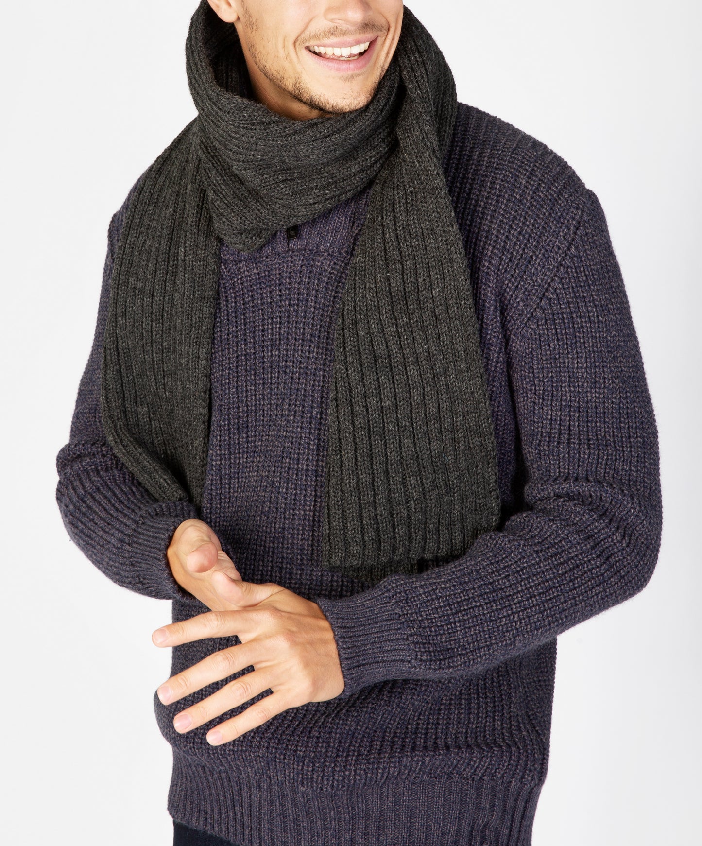 IrelandsEye Knitwear Ribbed Merino Scarf Graphite