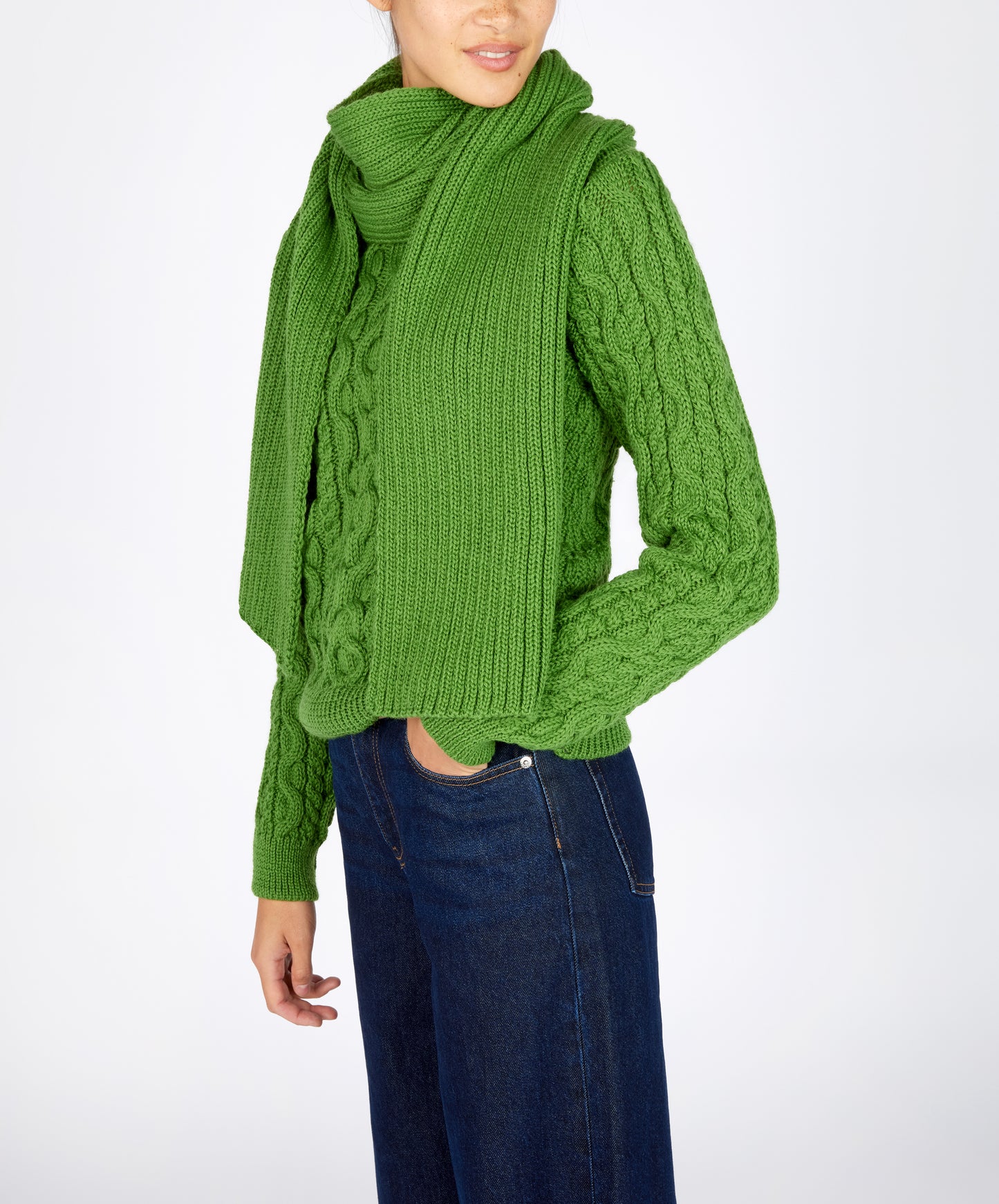 IrelandsEye Knitwear Ribbed Merino Scarf Moss