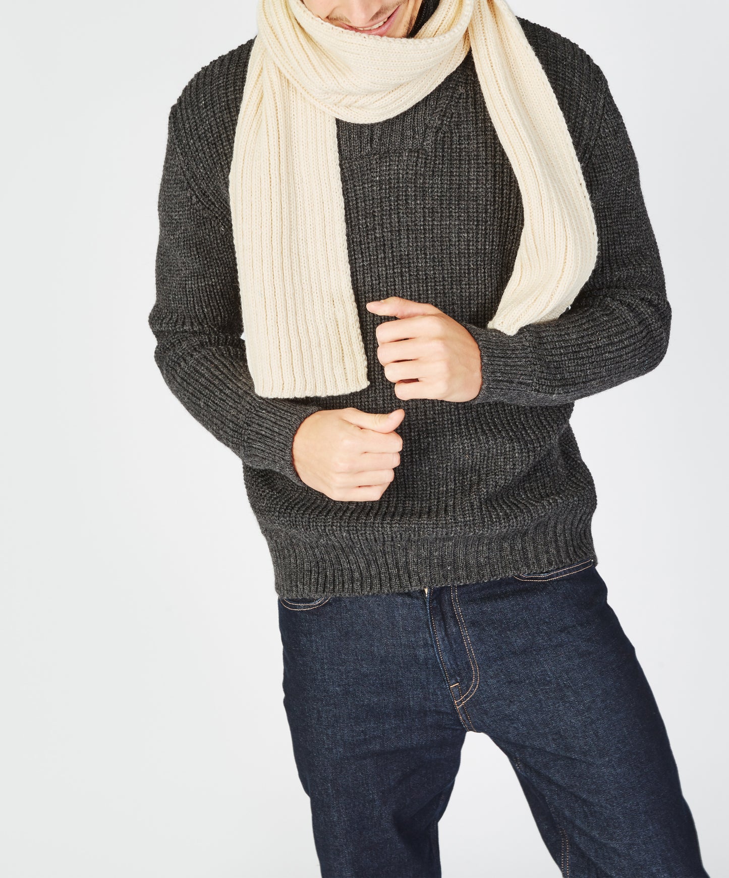 IrelandsEye Knitwear Ribbed Merino Scarf Natural