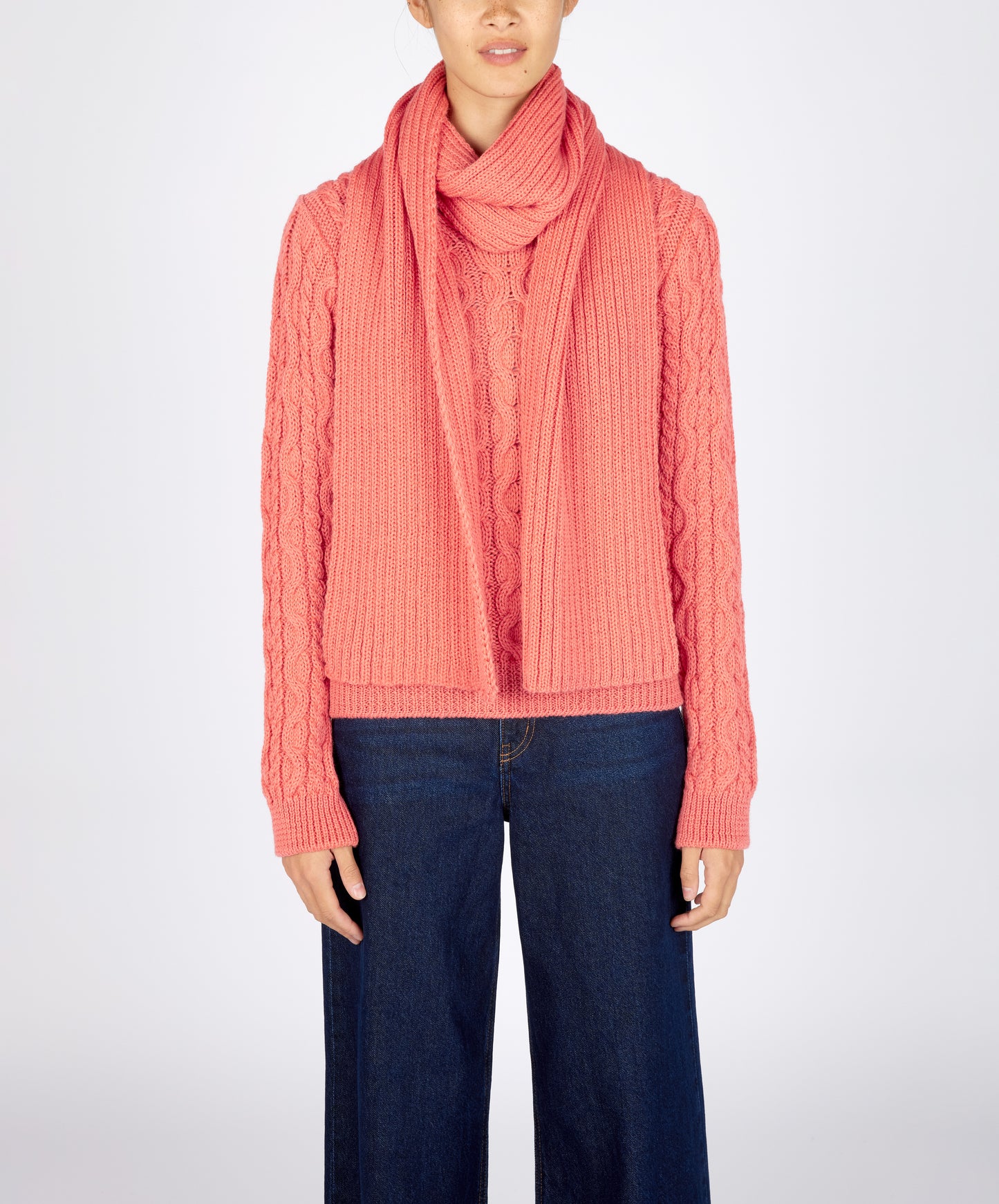 IrelandsEye Knitwear Ribbed Merino Scarf Salmon