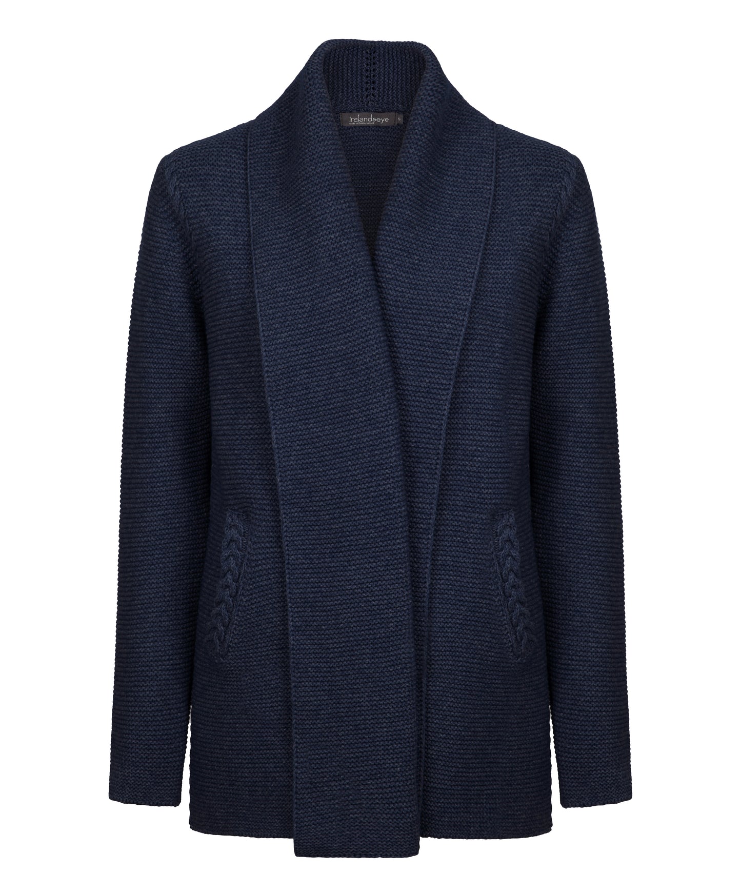 IrelandsEye Knitwear Sutton Cable Cardigan in Navy Sail