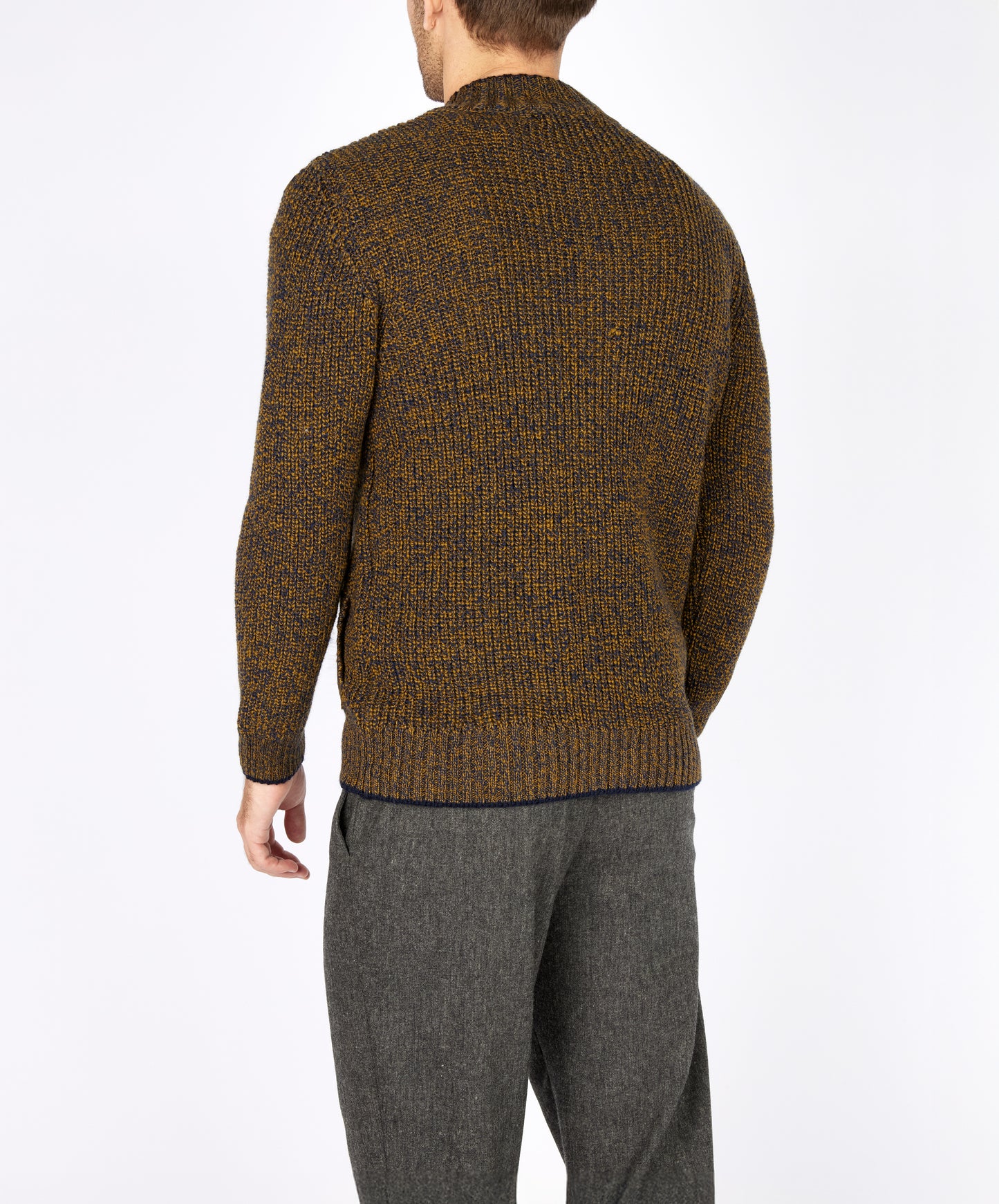 IrelandsEye Knitwear Rockbrook Zipped Ribbed Cardigan Desert Marl