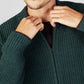 IrelandsEye Knitwear Rockbrook Zipped Ribbed Cardigan Evergreen