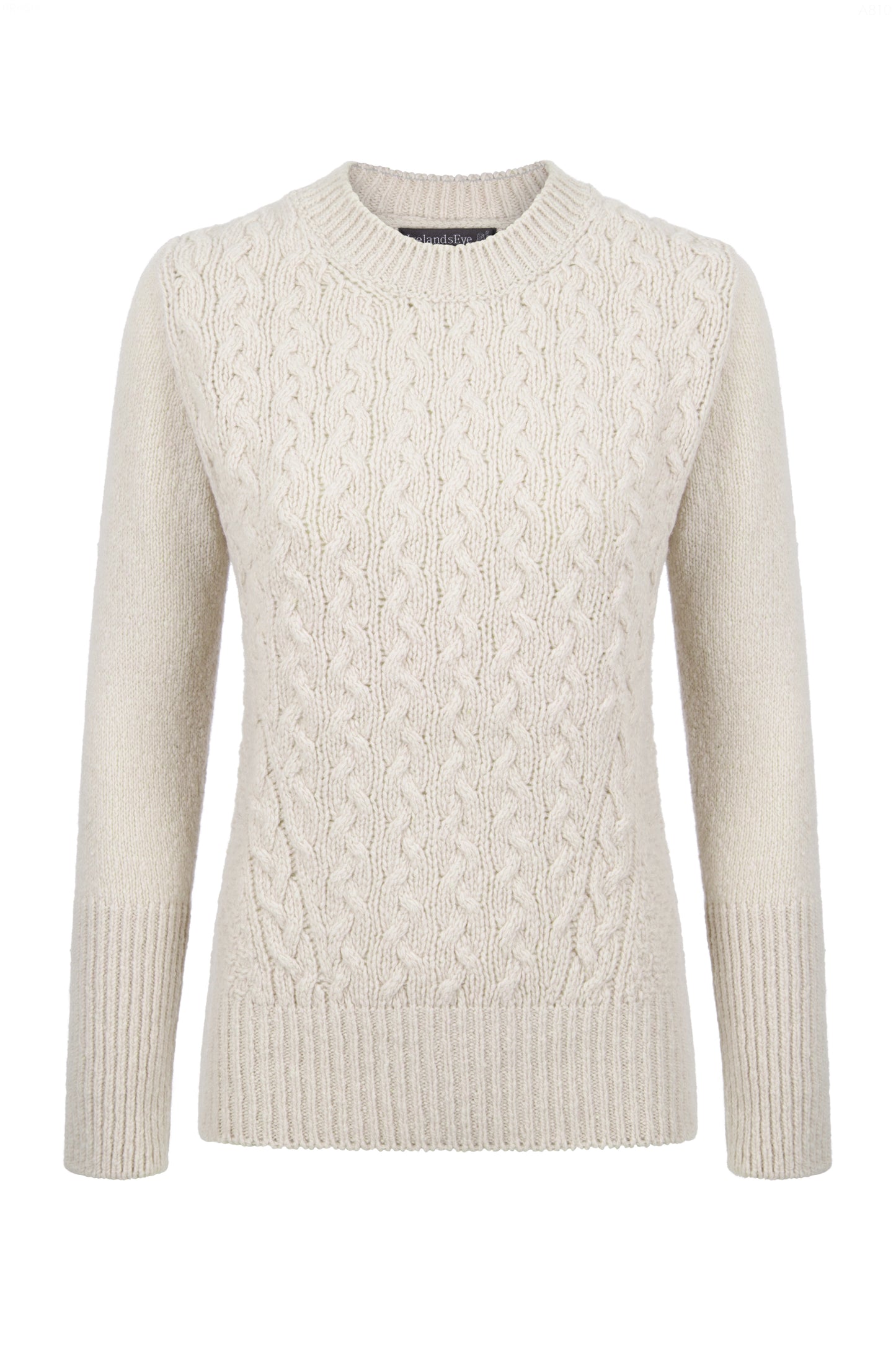 Kilcrea Cable Round Neck Sweater Chalkstone