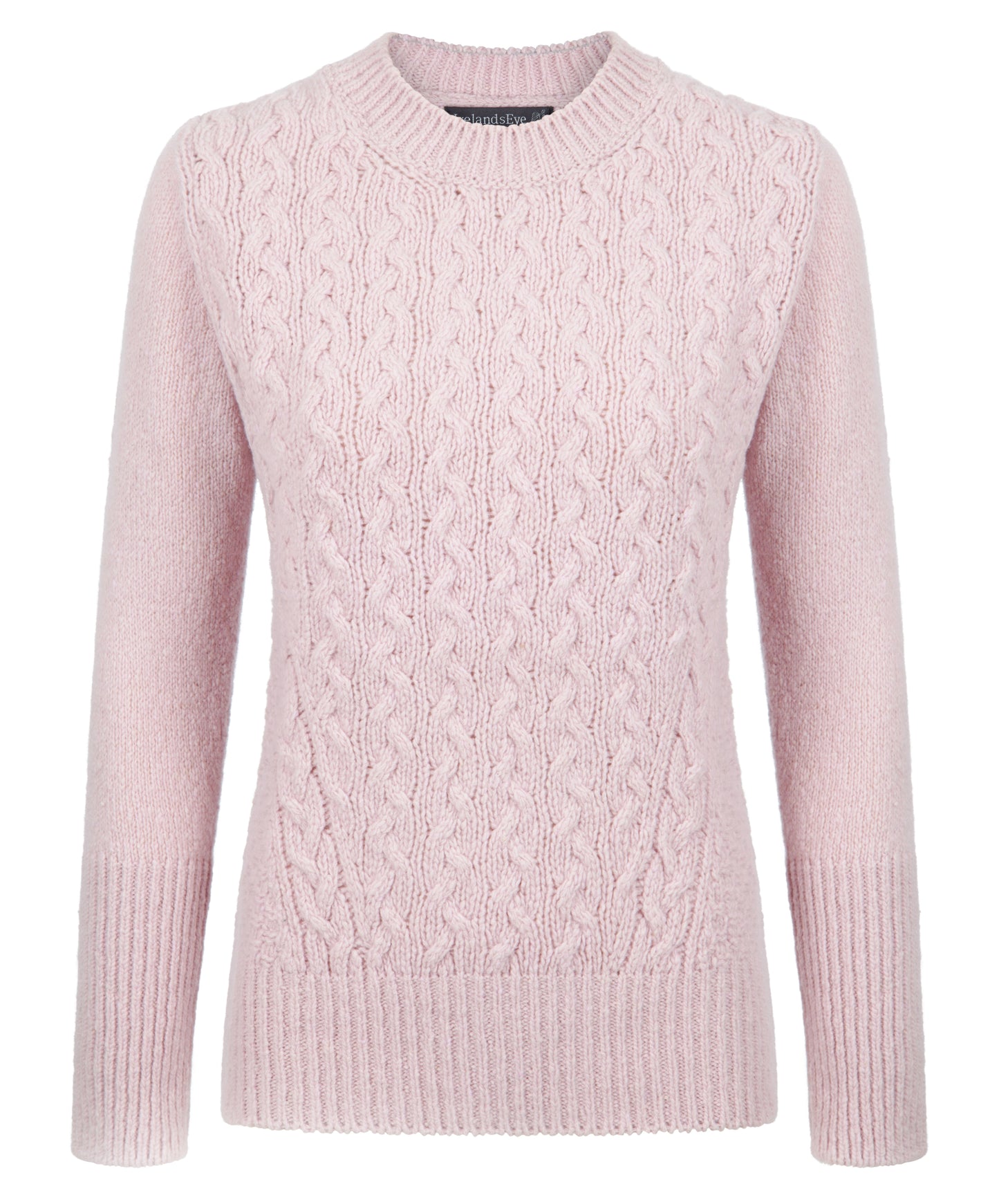 The Kilcrea Cashmere Cable Round Neck Sweater Pink Mist