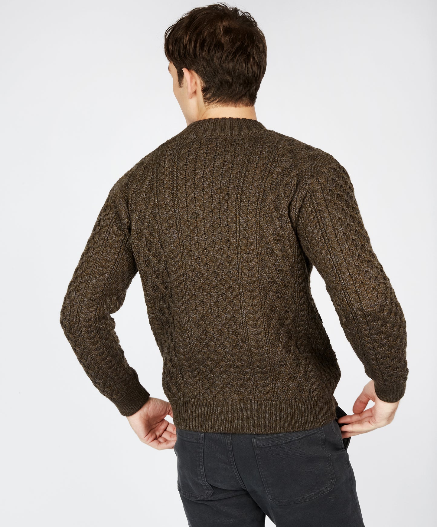 IrelandsEye Knitwear Ardross Aran Cardigan Forest Marl