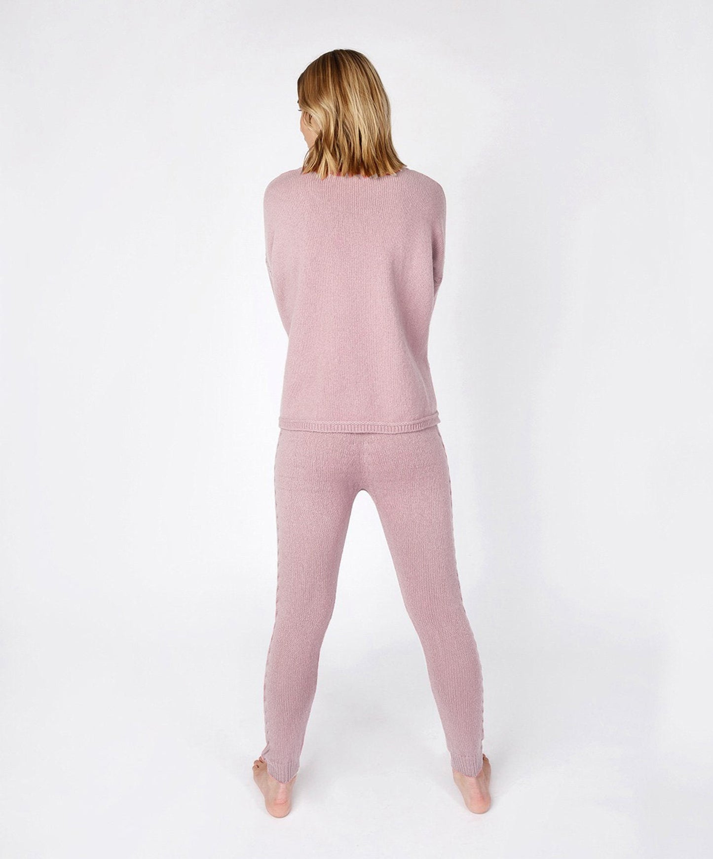 IrelandsEye Knitwear Jersey Cable Detail Leggings Mauve