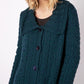 IrelandsEye Knitwear Women's Willow Aran A Line Buttoned Coat in Atlantic Blue