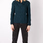 IrelandsEye Knitwear Bramble Aran Shawl Collar Sweater Atlantic Blue