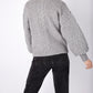 IrelandsEye Knitwear Women's Knitted 'Thistle' Cable Knit Sleeves Cardigan Pearl Grey