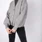 IrelandsEye Knitwear Women's Knitted 'Thistle' Cable Knit Sleeves Cardigan Pearl Grey