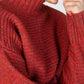 IrelandsEye Knitwear ‘Iris’ Contrast Panel Funnel Neck Sweater Sunset