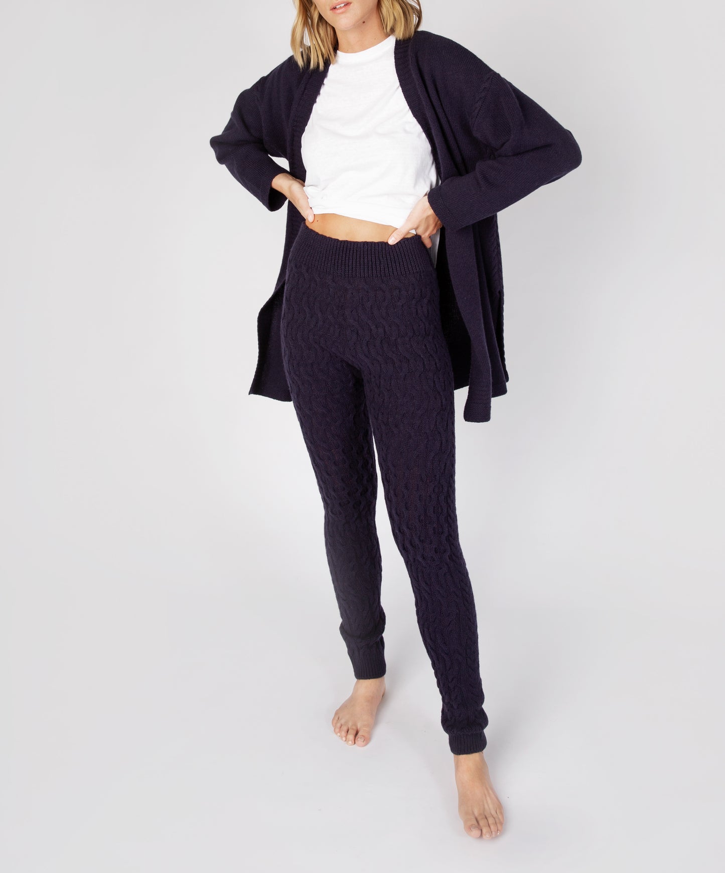 IrelandsEye Knitwear Aran Leggings Midnight Blue