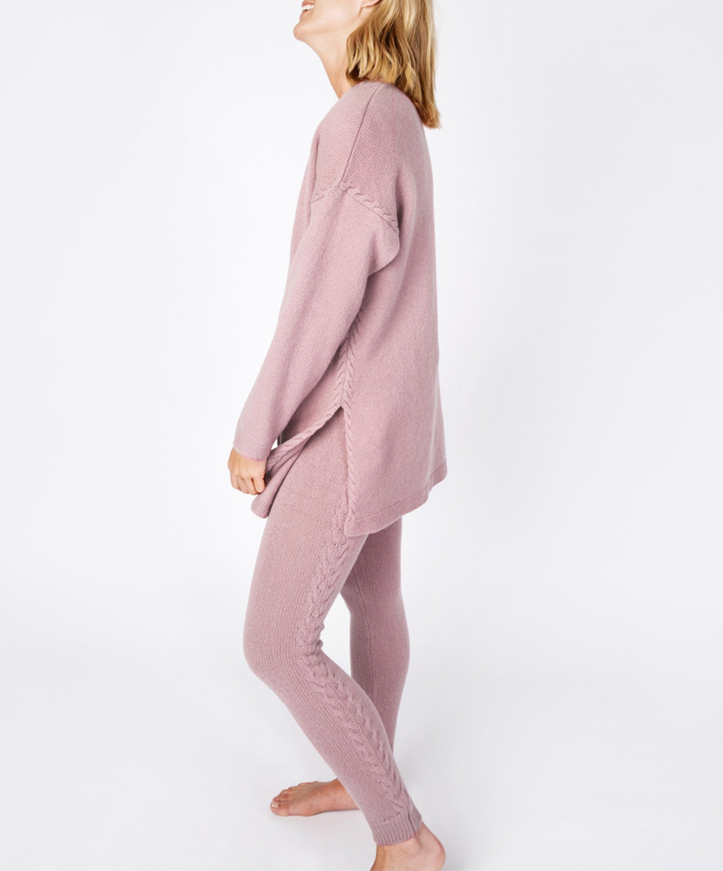 IrelandsEye Knitwear Jersey Edge to Edge Cardigan Mauve